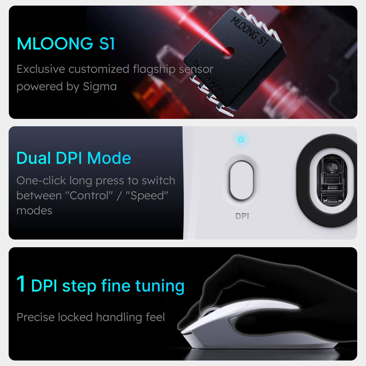MLOONG MX301 Tri-Mode Gaming Mouse